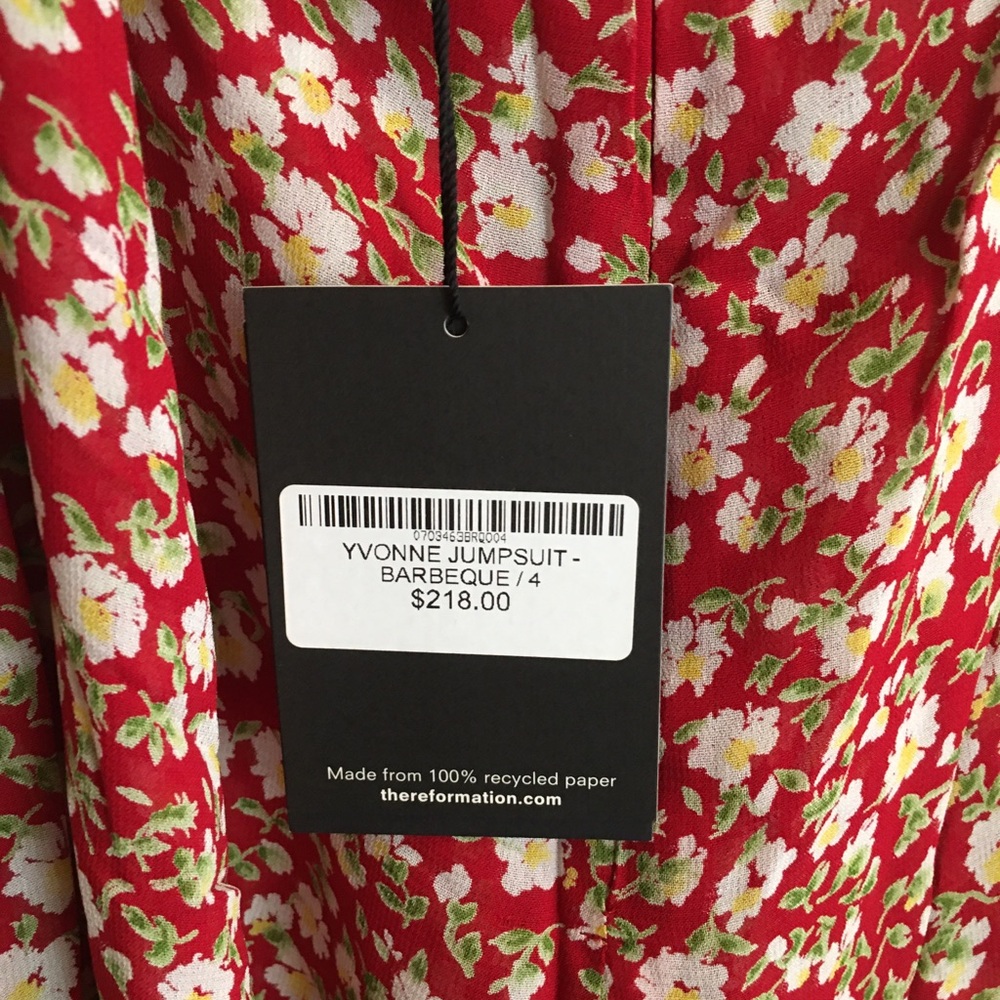 Reformation Yvonne Red Floral Flower Jumpsuit - Picture 12 of 14